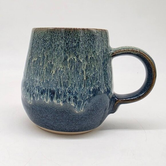 Handcrafted Ceramic Mug With Drip Glaze Finish In Blue & Green Tones Signed - Picture 1 of 8